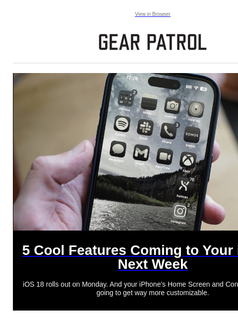 Plus, a new contender for world's coolest chronograph Plus, a new contender for world's coolest chronograph View in Browser 5 Cool Features Coming to Your iPhone Next Week 5 Cool Features