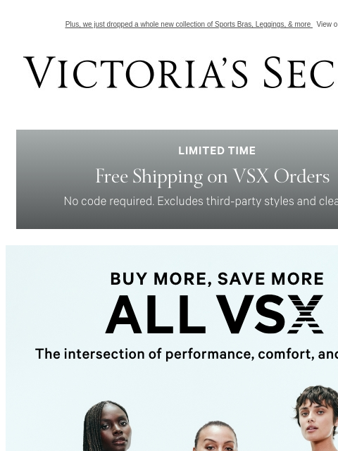 Plus, we just dropped a whole new collection of Sports Bras, Leggings, & more View on browser Victoria's Secret VSCC Available Credit Introduction Shop Now Shop Now Shop Now Display images to