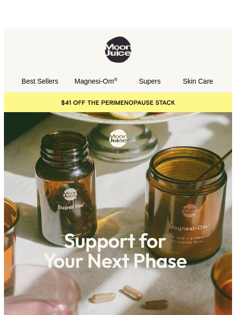 moonjuice newsletter: 20% off perimenopause support