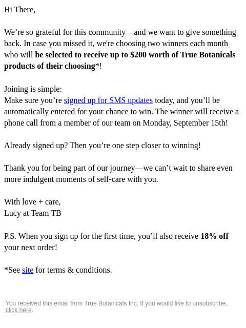 truebotanicals newsletter: How-to Win $200 Of True Botanicals