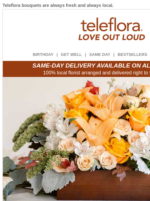 teleflora newsletter: Bring Fall Inside 🍂 Save 20% Now