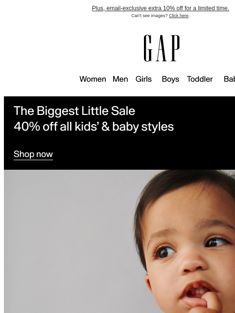 gap newsletter: PJs from $18 + 40% off more kids’ & baby styles