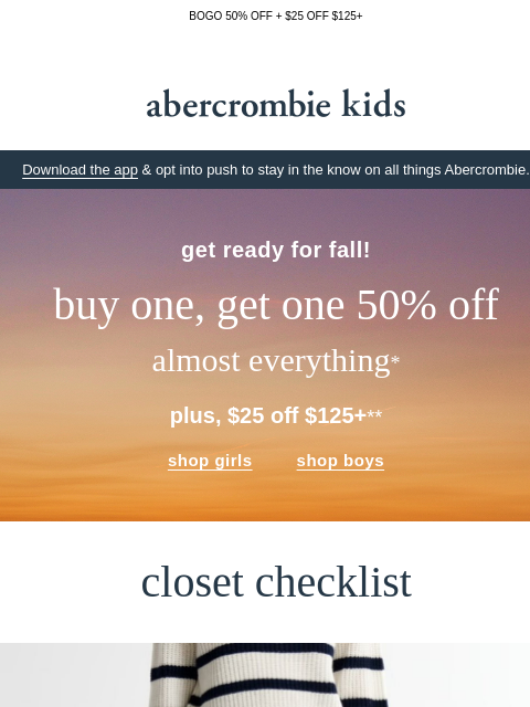 abercrombie newsletter: pencil in shopping this weekend