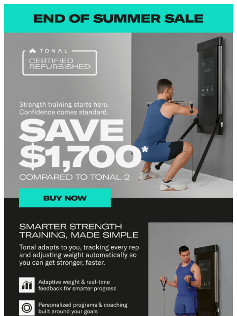 tonal newsletter: Compare Now. See how Tonal delivers