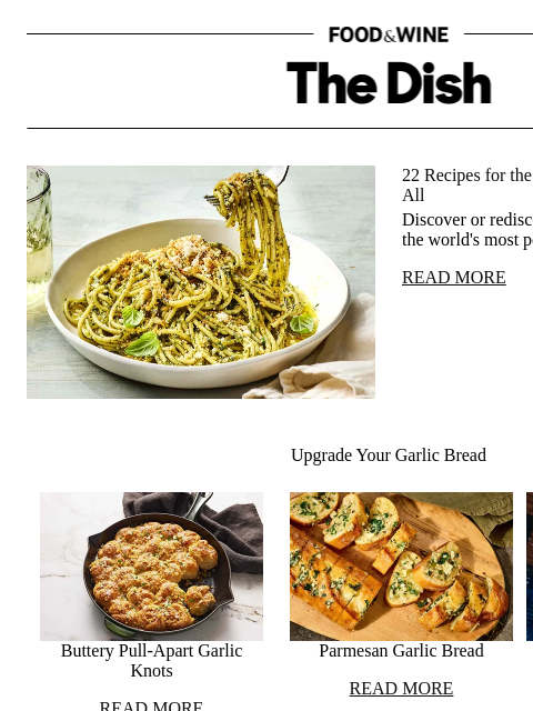 foodandwine newsletter: 22 Recipes for the Most Popular Pasta Shape of All