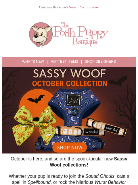 poshpuppyboutique newsletter: 🎃 New Sassy Woof October Collection is Here! 👻