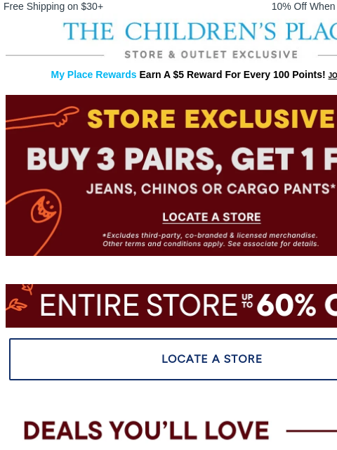 childrensplace newsletter: ENDS SOON! Buy 3 Jeans, Chinos or Cargo Pants, Get...