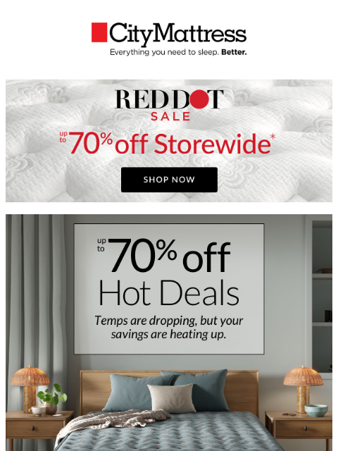 citymattress newsletter: Hot Deals Alert: Up to 70% Off