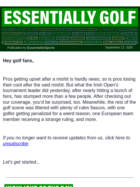 newsbreakexpress newsletter: Major Champ Loses It with Home Crowd