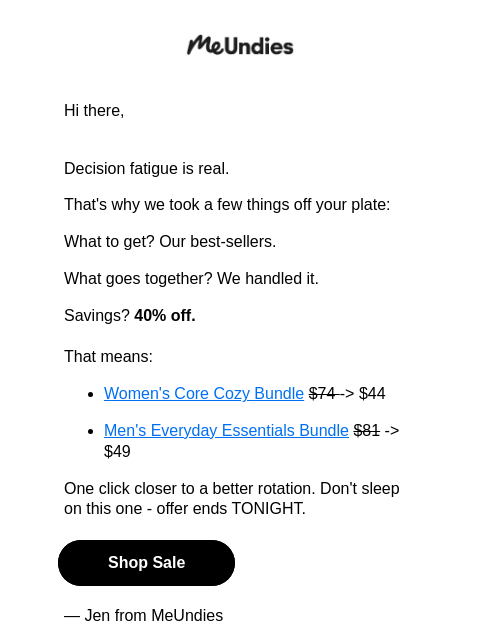 meundies newsletter: LAST CALL: 40% off your starter kit