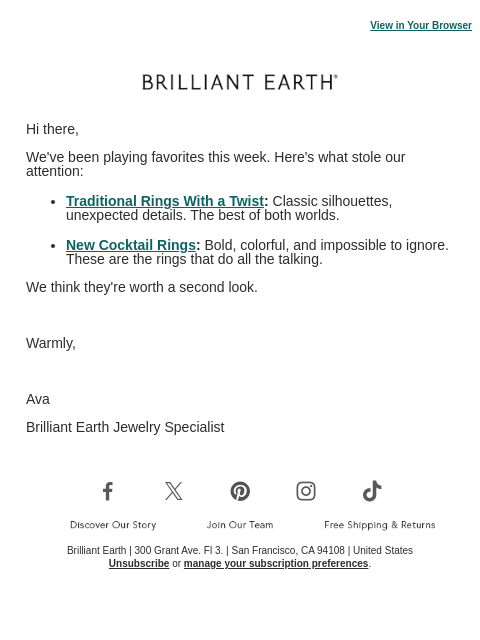 brilliantearth newsletter: A second look: engagement rings with a twist