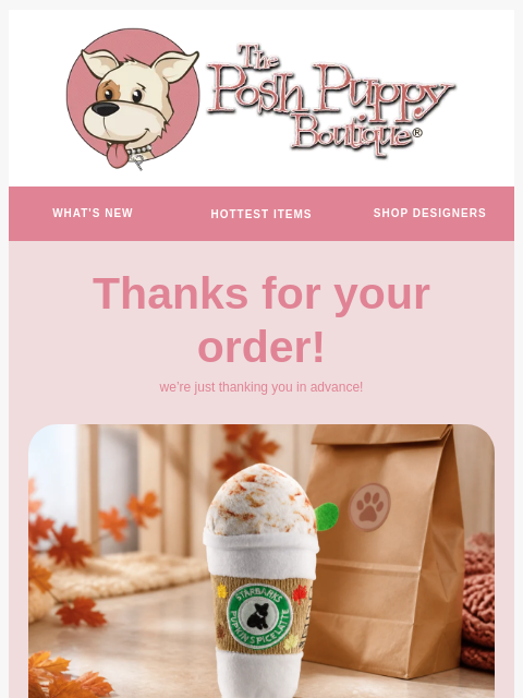 poshpuppyboutique newsletter: Thanks for Your Order! 😊