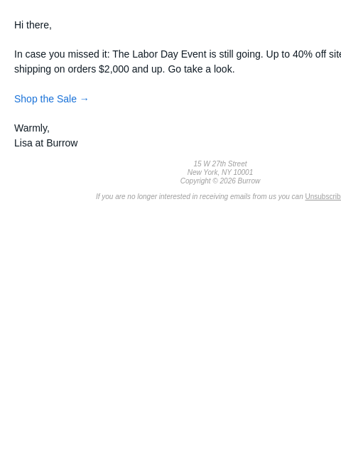 burrow newsletter: Good news. The sale got extended.