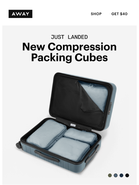 awaytravel newsletter: NEW: Compression Packing Cubes