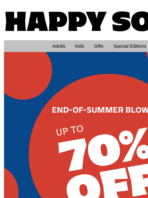 happysocks newsletter: Save Big: End-of-Summer Blowout!