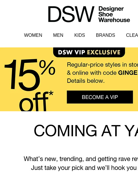 dsw newsletter: The final countdown: 15% OFF