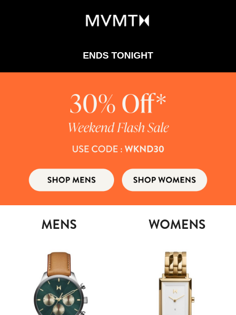 mvmt newsletter: Final Hours: 30% Off Best Sellers