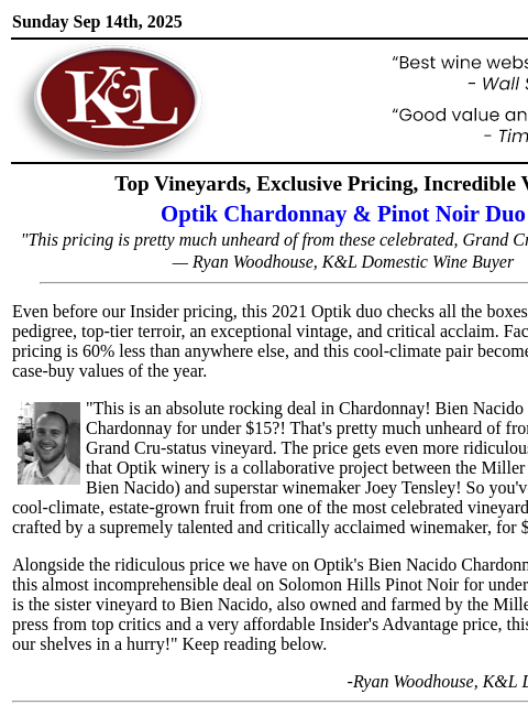 klwines newsletter: 60% Below Market Pricing on Grand Cru-Level Chardo...