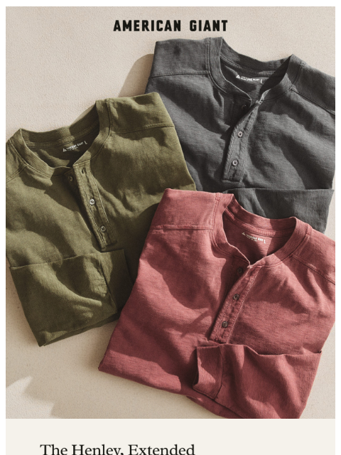 american-giant newsletter: Your Favorite Henley, Now Long Sleeved