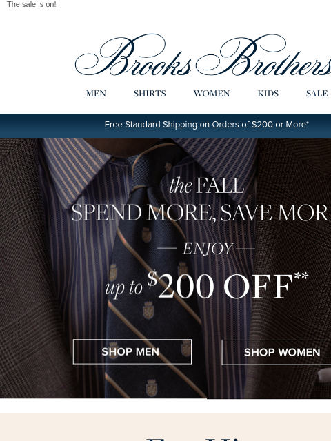 brooksbrothers newsletter: Save up to $200 right now
