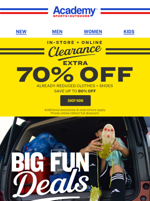 academy newsletter: 🚨 Save up to 80% on Clearance!