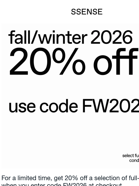ssense newsletter: Claim Your 20% Off Now