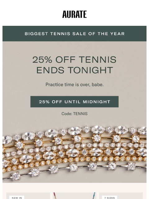 auratenewyork newsletter: TENNIS SALE ENDS TONIGHT