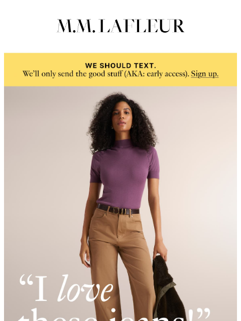 mmlafleur newsletter: “I have this pant in 5 colors now.”