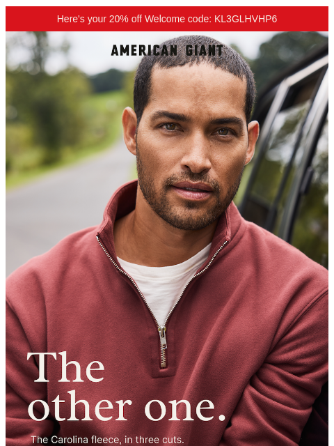 american-giant newsletter: The Carolina Fleece Plus 20% Off