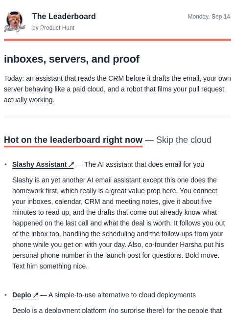 producthunt newsletter: Text the CEO