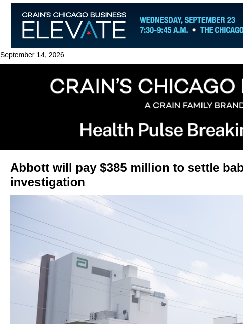 crainalerts newsletter: Abbott settles baby formula recall probe