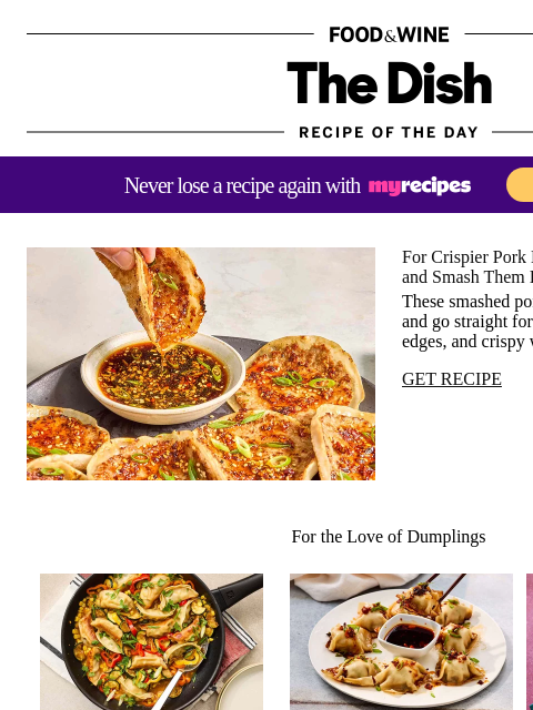foodandwine newsletter: Smashed Pork Dumplings