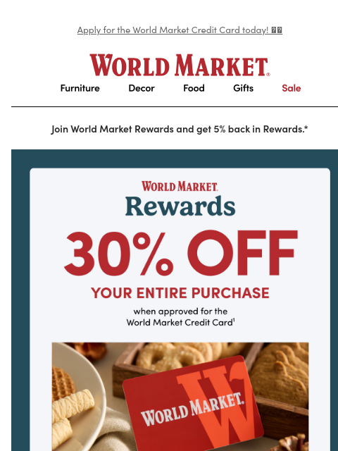 emailworldmarket newsletter: Want 30% off + 10% back in Rewards? 👀