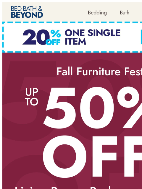 bedbathandbeyond newsletter: Furniture deals worth making room for