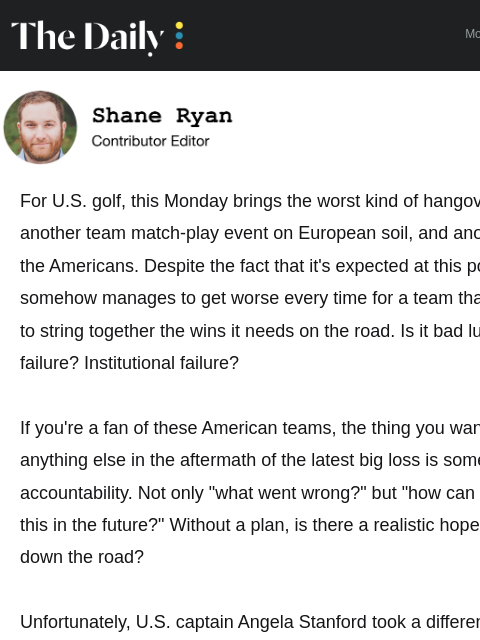 golfdigest newsletter: The blame game at the Solheim Cup