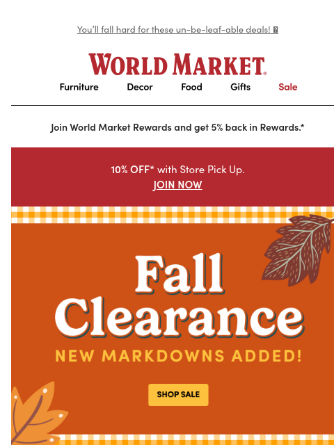 emailworldmarket newsletter: 100s of NEW markdowns 🍂
