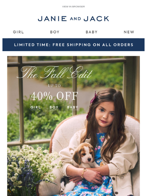 janieandjack newsletter: Free shipping + up to 40% off her fall favorites