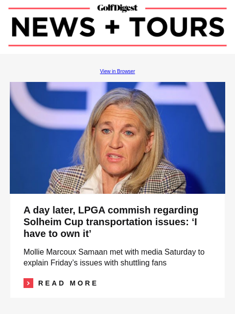 Americans dominant in building massive 10-6 Solheim Cup lead, but now the hard work begins GolfDigest View in Browser A day later, LPGA commish regarding Solheim Cup transportation issues: 'I have