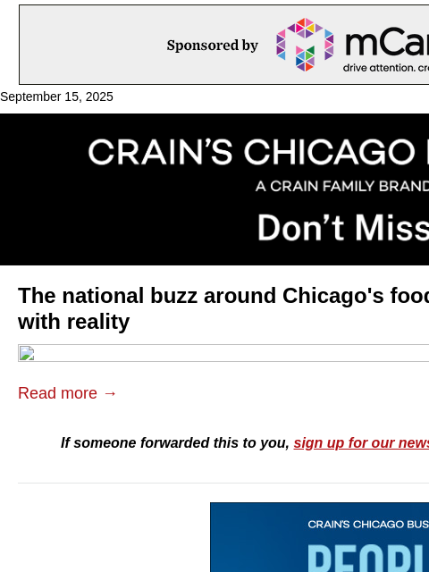 crainalerts newsletter: National buzz fuels Chicago food brands