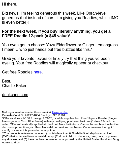 drinkcann newsletter: FREE Roadies with every order ($45 value)