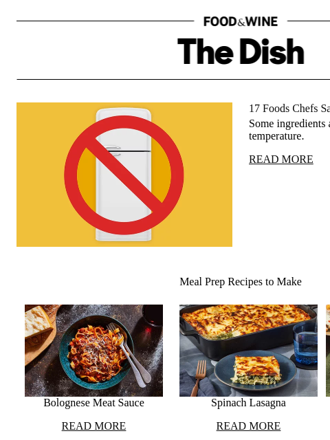 foodandwine newsletter: 17 Foods Chefs Say Belong Out of the Fridge