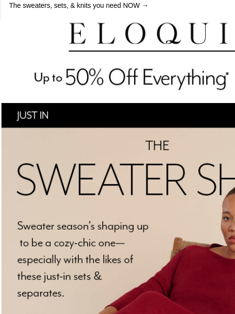 eloquii newsletter: The Sweater Shop is open 🧵