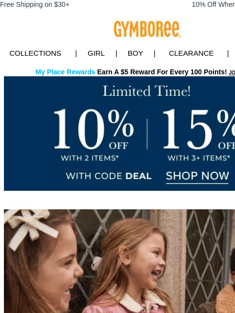 gymboree newsletter: Limited Time ONLY ➡️ Get 15% OFF w/ 3+ Styles + Fa...