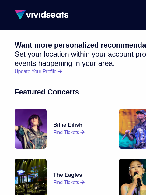 vividseats newsletter: Your National Ticket Update
