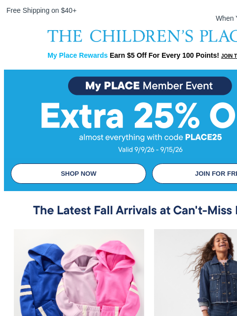childrensplace newsletter: Cute Active Fits. $12 & Under. Say Less.