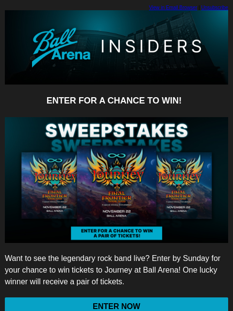 kroenkeentertainment newsletter: TSO, Monster Jam, and a chance to win Journey tick...