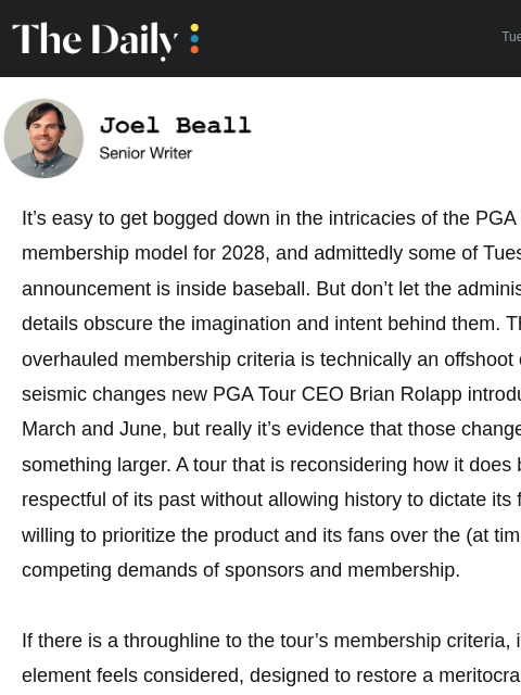 golfdigest newsletter: The secret message in the PGA Tour’s new changes