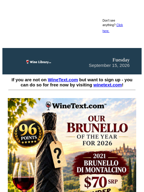 winelibrary newsletter: It’s this Friday! Our Brunello of the Year Hits Wi...