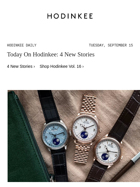hodinkee newsletter: Hodinkee Daily | 09/15/2026