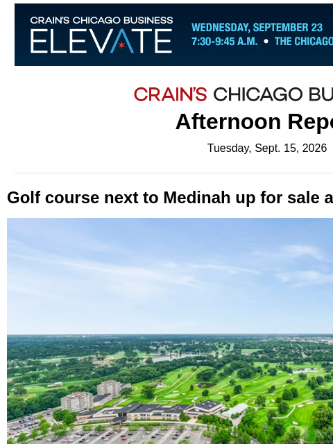 crainalerts newsletter: Golf course for sale as redevelopment play
